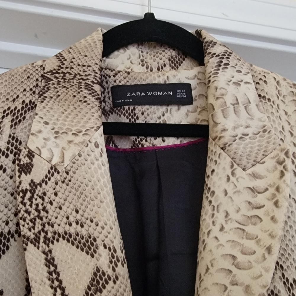 Zara Python Satin Effect Blazer Jacket Xs - image 3